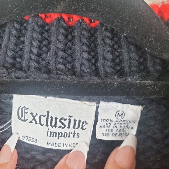 Exclusive Imports vintage 80s Knit Sweater size medium hand knitted - Picture 4 of 5